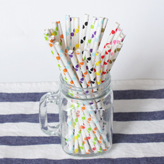 跨境新品白底彩色大圓點紙吸管 婚禮生日派對吸管 一次性紙質吸管