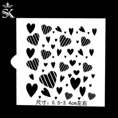 SK茵冠 爱心纹路糖霜饼干翻糖饼干印花模 咖啡粉筛喷花模 1片装|ru