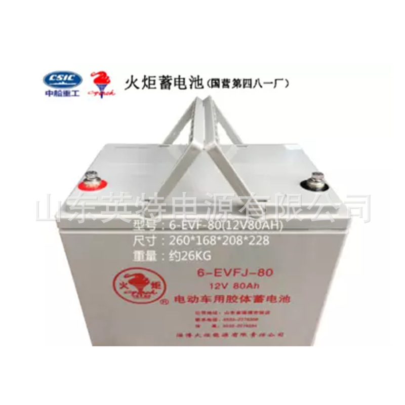 淄博火炬蓄电池12V80AH 6-EVFJ-80胶体动力蓄电池电动车蓄电池