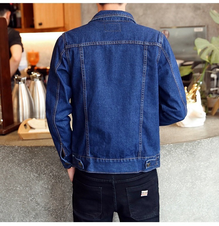 Men Lapel Collar Flap Pocket Buttoned Denim Jacket