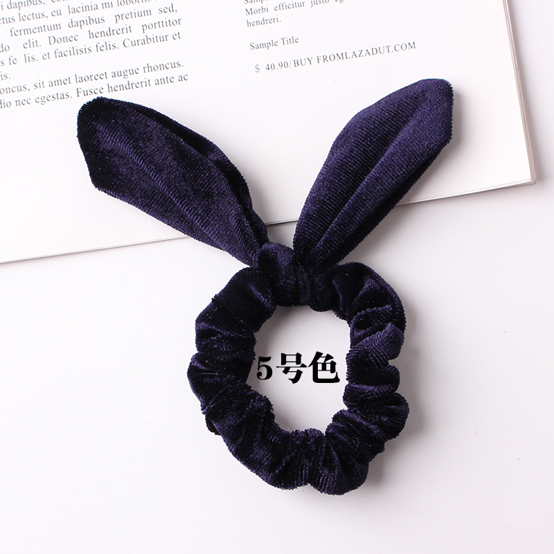 New Fashion Gold Velvet Steel Silk Rabbit Ear Flannel Korean Simple Fashion Cheap Hair Ring Wholesale display picture 9