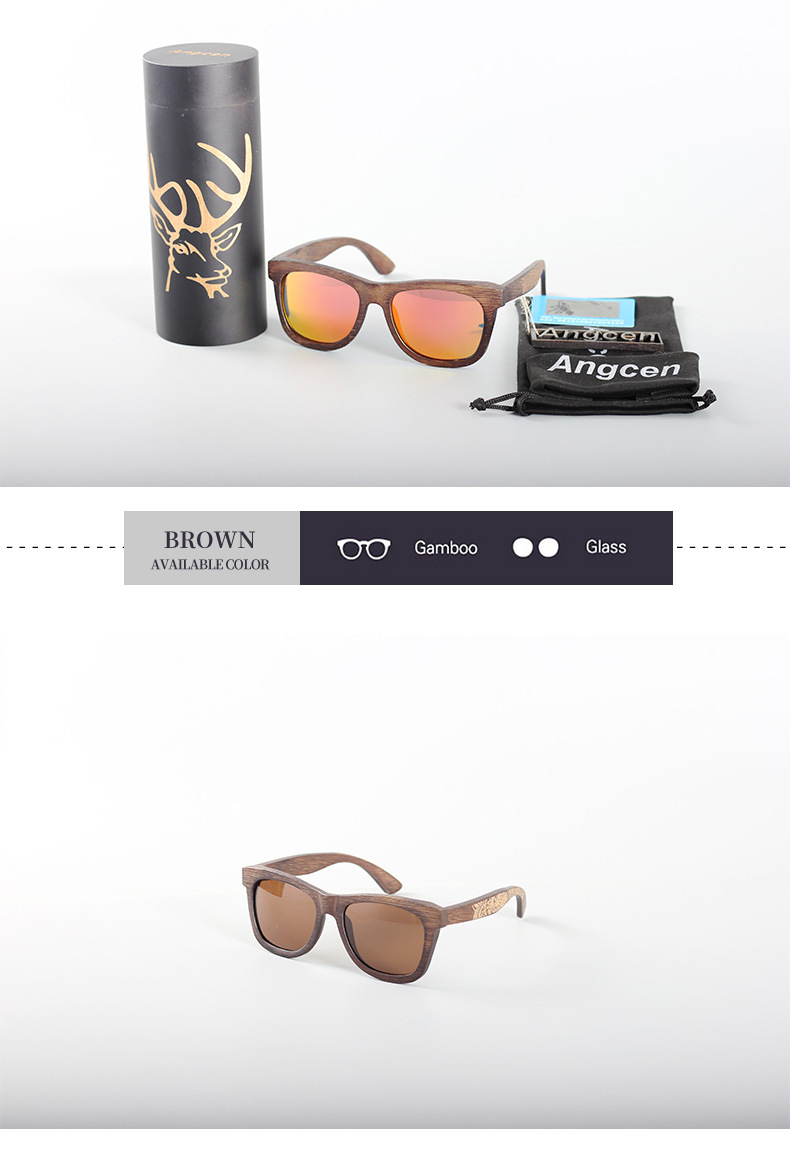 Lunettes de soleil ANGCEN en Bambou - Ref 3366562 Image 24
