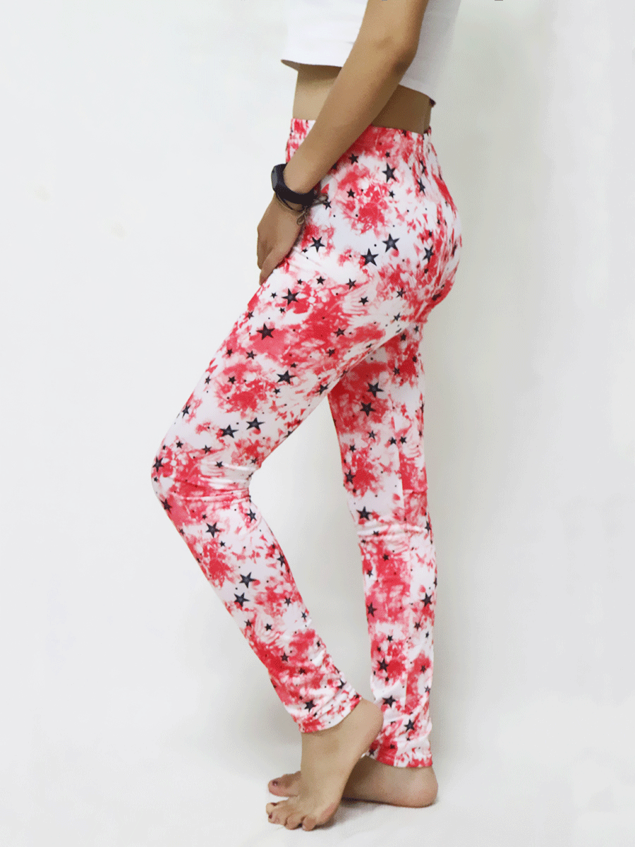 Womens Casual Star Pattern Leggings Slim Fit Comfortable Fabric Versatile Style Ideal for Everyday Wear Wholesale