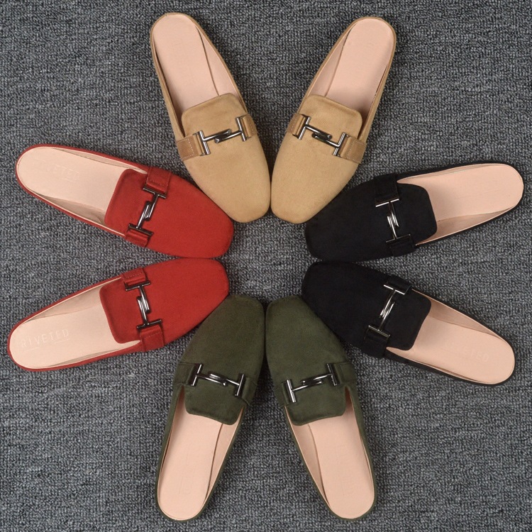 Flat Bottomed Baotou Slippers Women S Fashion Spring Lazy Outerwear Without Heel Large Size Single Shoes Mules_voghion.com