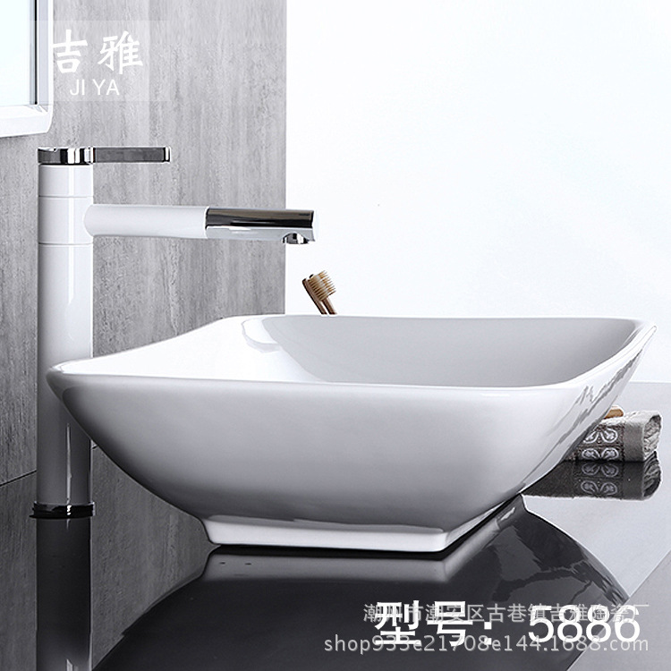 Cuarto de baño lavabo Cuenca Superior 5886 redondeado rectangular de cerámica Cuenca Superior de cerámica cuenca arte al por mayor