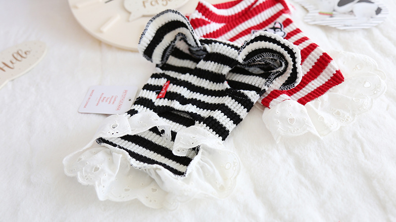 毛线花边条纹打底裙