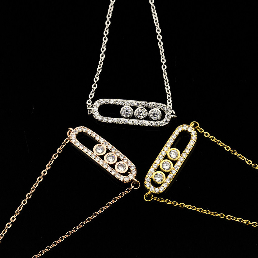 Rose Gold Bracelet Geometric Shape Three Flash Diamond Stainless Steel Bracelet display picture 3