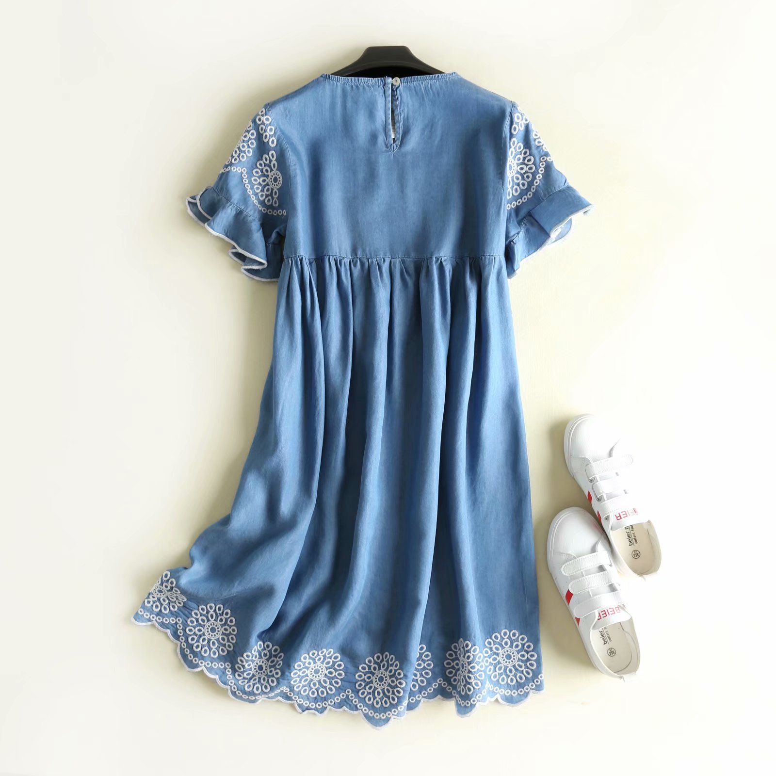 winter embroidered denim dress NSAM29904