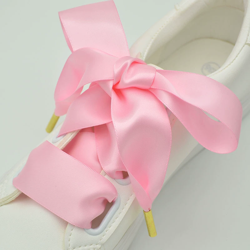 Шнурки шириной 3,2 см цветные двухсторонние шнурок из шелковой ленты с металлической головкой Шнурки с большим бантом Черный Белый