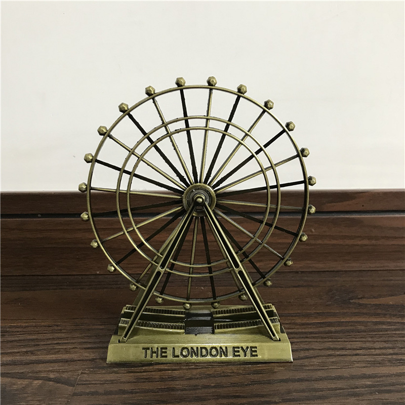 复古铁艺金属摩天轮 创意家居客厅桌面装饰摆件 伦敦眼工艺品摆件
