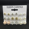 Matte earrings from pearl, set, 9 pair