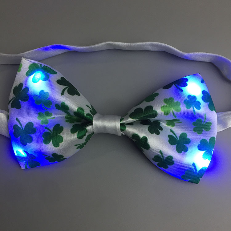 Irlandés LED lentejuelas pajarita FIESTA DE Carnaval verde arco grande St. Patrick trébol pajarita