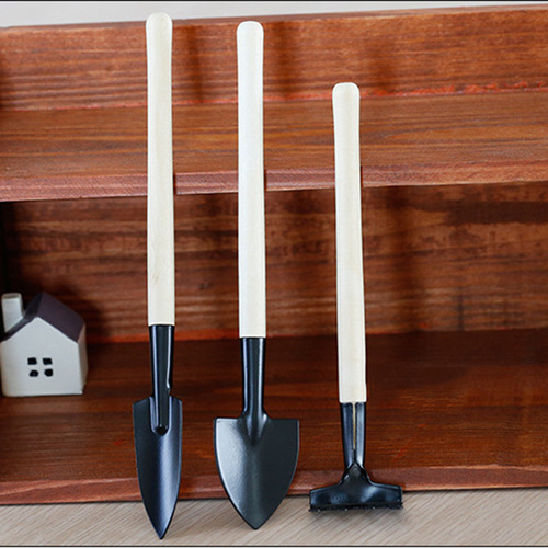 Three-piece gardening tool set, micro-landscape mini gardening tools, small shovel, rake, spade, plant pots and flowers