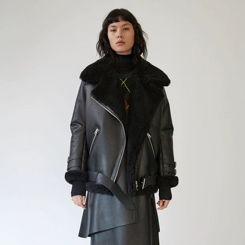 Winter short jacket, genuine leather, 2020