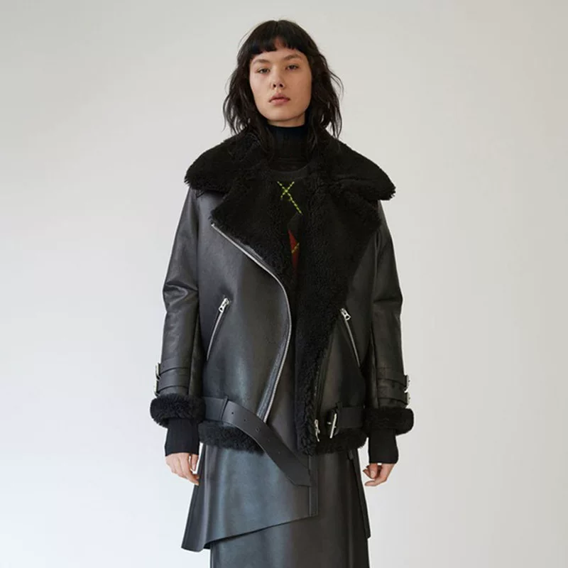 Winter short jacket, genuine leather, 2020
