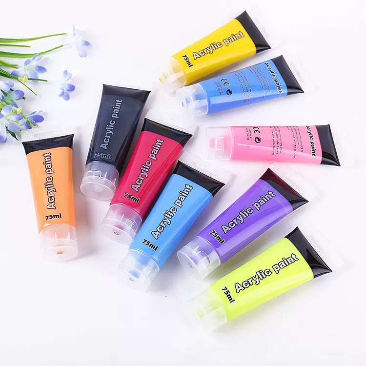 75ml软管丙烯颜料12色牙膏瓶装DIY手绘墙绘纺织美术颜料套装颜料