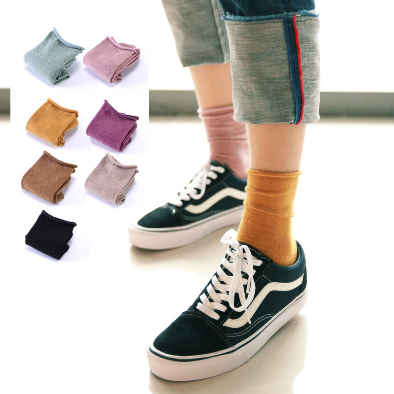 Foot Cotton Club Hand-stitched Boneless Socks Cotton Hemp Color Solid Color Curled Women's Socks Japanese Style Loose Mouth Stacked Socks Foot Cotton Club Hand-stitched Boneless Socks Cotton Hemp Color Solid Color Curled Women's Socks Japanese Style Loose Mouth Stacked Socks