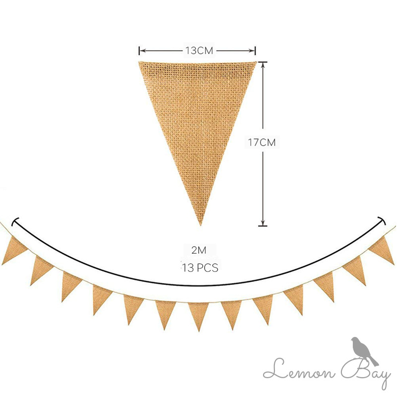 空白麻布三角旗13片 婚礼生日派对装饰布置用品 宝宝周岁拉旗