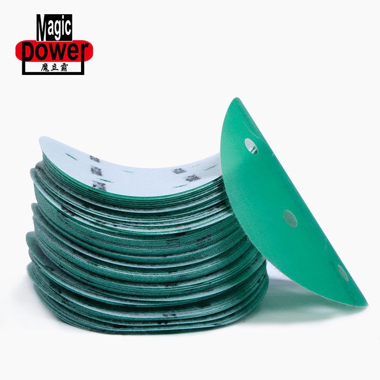Arena verde 5 pulgadas 6 pulgadas papel de lija de pulido en seco Película verde flocado húmedo y seco de doble uso más resistente al desgaste papel de gasa reemplazable hoja esmerilada