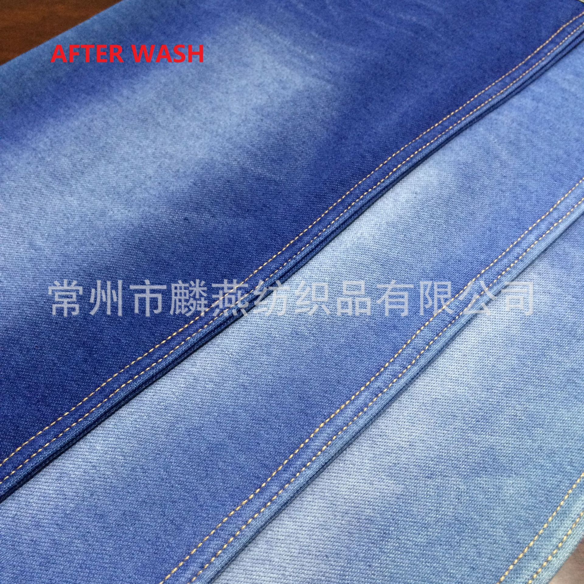 【厂家直销】#LY-K2024春夏款高弹力靛蓝斜纹针织牛仔布外销一等