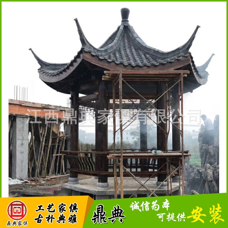 Jiangxi Province Arbor Manufactor customized Ancient Six corners Anticorrosive wood solid wood woodiness Arbor New Rural Scenery Pavilion