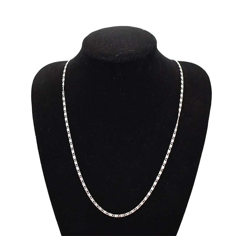 Lemi flache seitliche Halskette, einfacher Modeschmuck, personalisierte Eisenkette_voghion.com