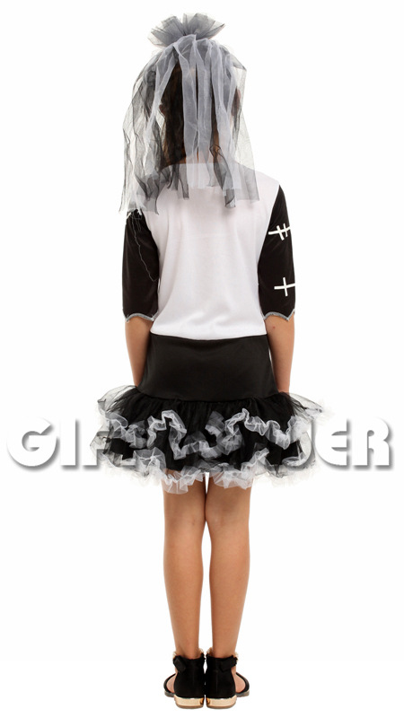 Halloween costume, stage performance costume G-0360, black and white bride costume, cosplay costume, role-playing costume, Halloween performance costume detail image 5