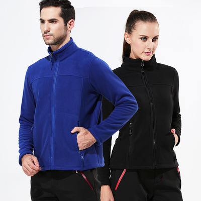 秋冬季纯色抓绒衣 男女摇粒绒外套冲锋衣内胆珊瑚绒上衣定制代发