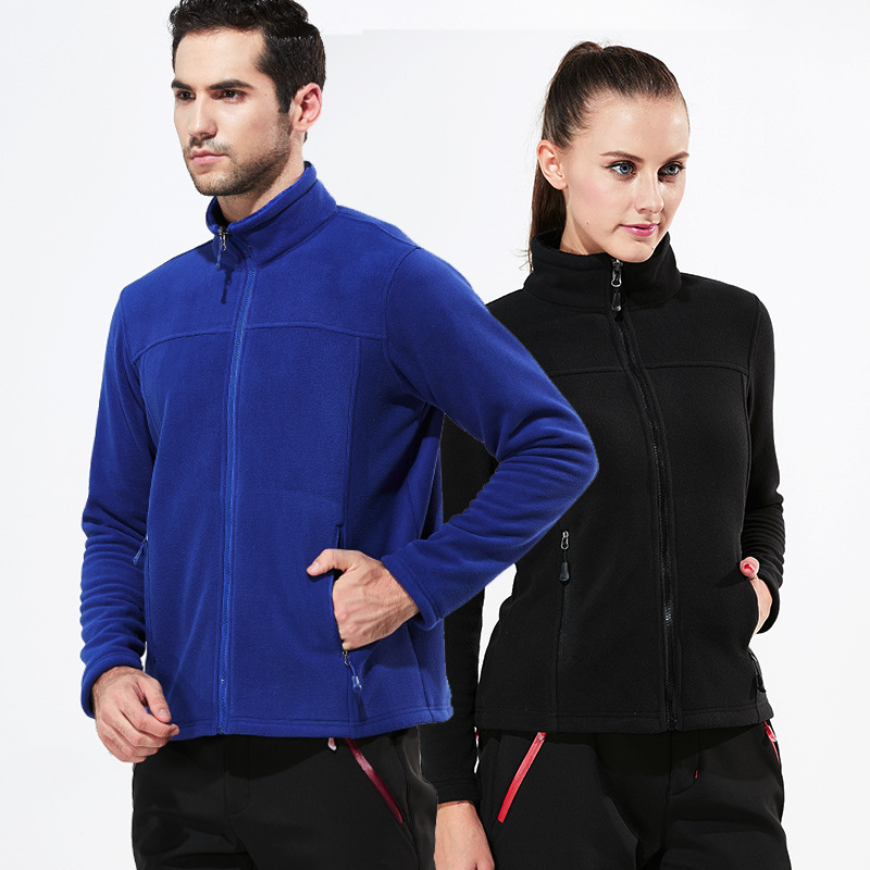 秋冬季纯色抓绒衣 男女摇粒绒外套冲锋衣内胆珊瑚绒上衣定制代发