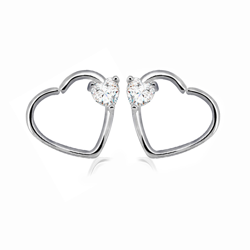 Stainless Steel Hot Sale Love Zircon Nose Ring Multi-function Earrings Ear Bone Nail Piercing display picture 2