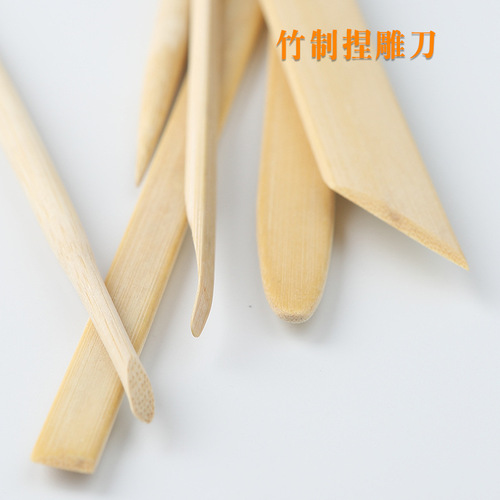 Ceramic Tools Bamboo Clay Sculpture 6-piece Set Round-Head Bamboo Scraper Buddha Statue Sculpture Carving Soft Clay Craft Repair Knife