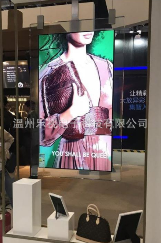 定制廣告機 55寸超薄雙面廣告屏 吊挂透明OLED多媒體廣告壹體機