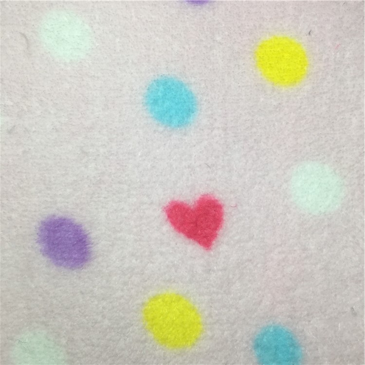 厂家供应针织珊瑚绒圆点爱心印花 家居服面料