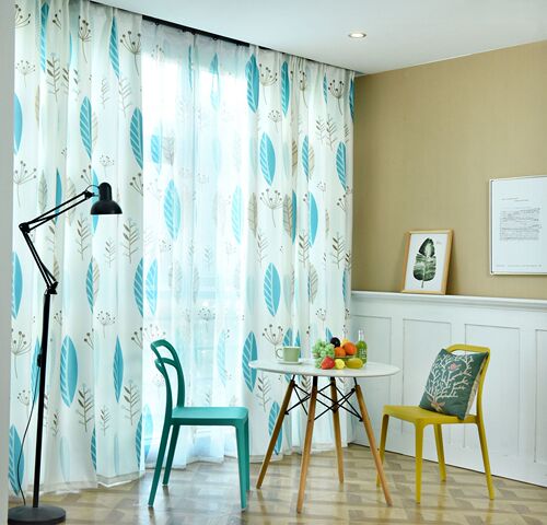 Minimalist modern Nordic plant cotton linen personalized curtains living room bedroom study American finished curtains with leaves