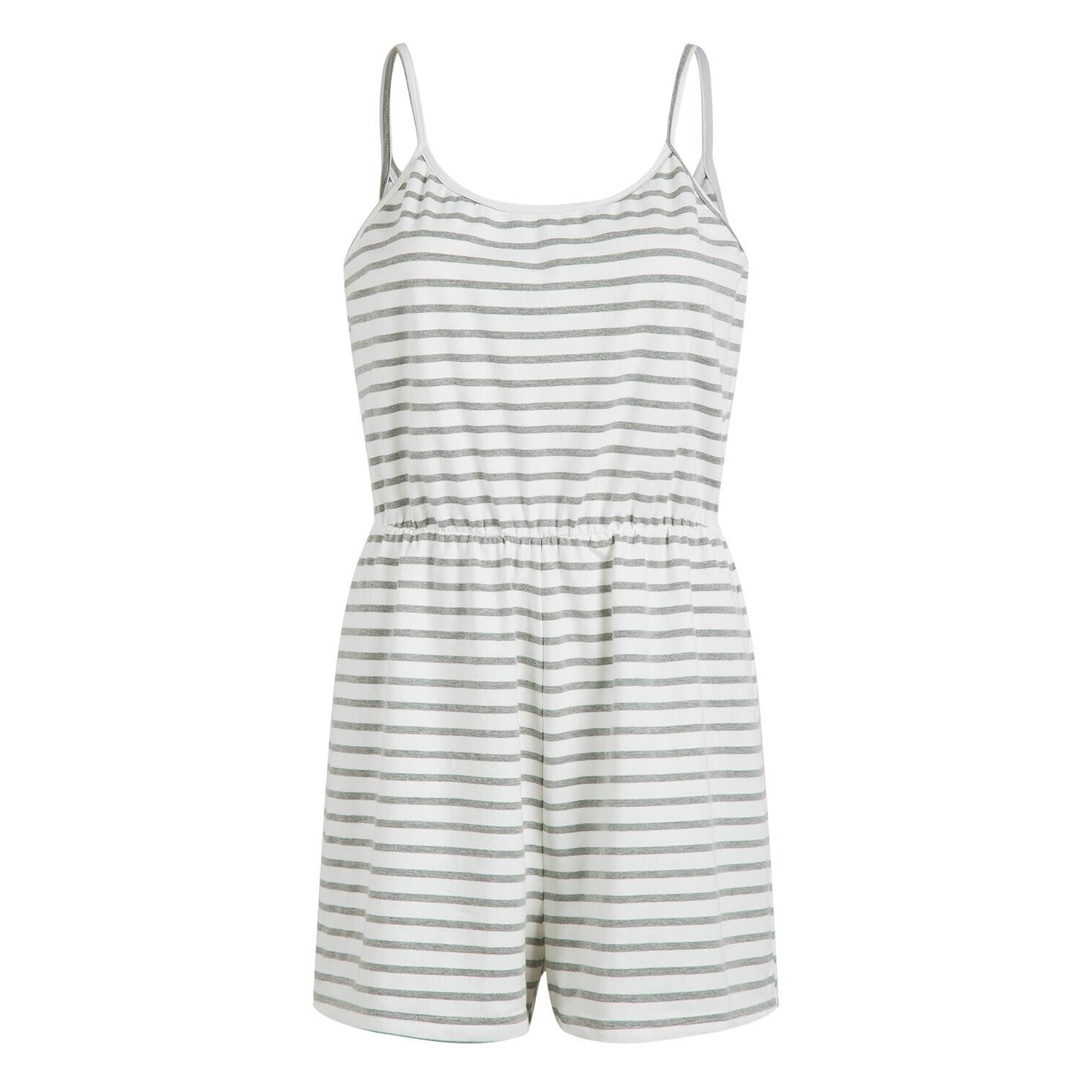 Casual Cotton Striped Spaghetti Straps Jumpsuit Shorts