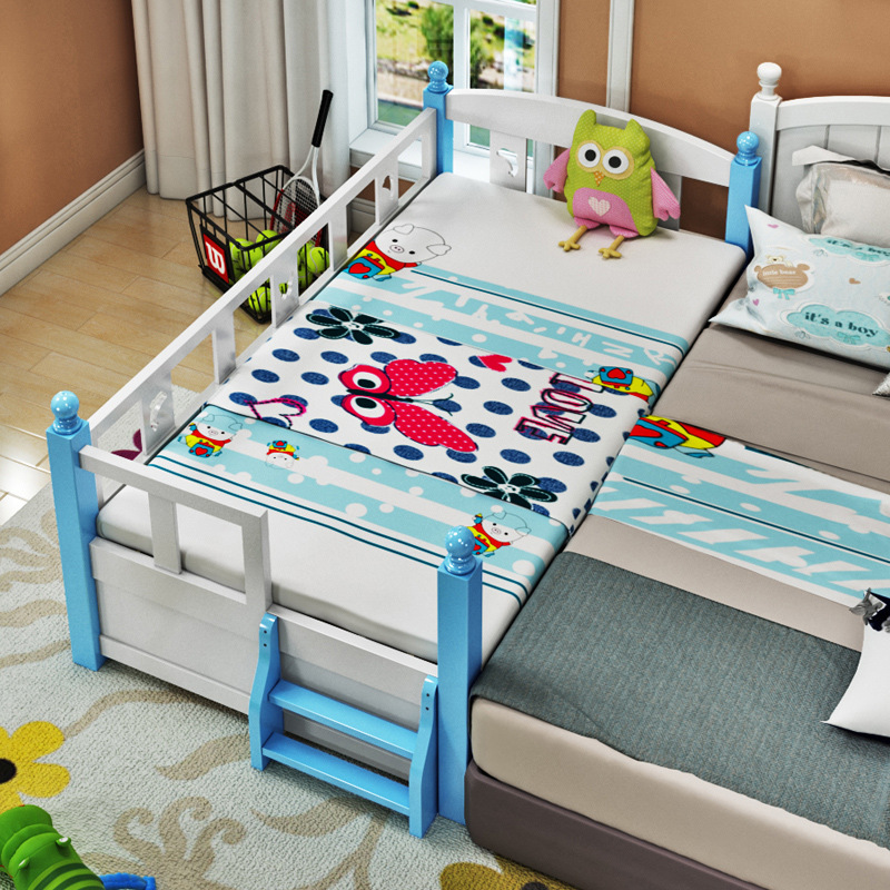 solid wood Children bed guardrail boy single bed girl Princess Bed baby Widen Little bed baby Mosaic Big bed