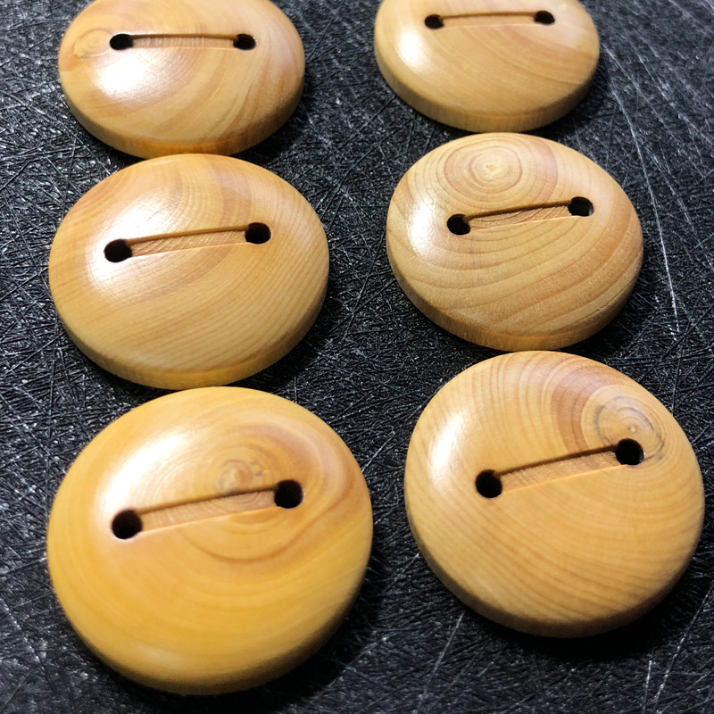 面包型两眼黄杨木头扣 日式手袋沙发背扣木质纽扣天然木纹装饰纽