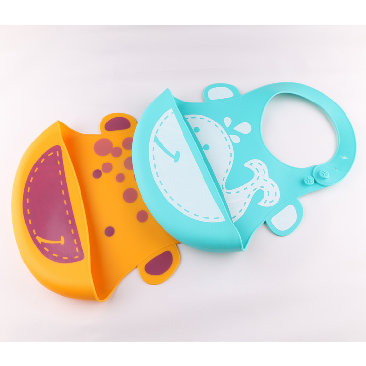 硅胶婴儿围嘴围兜 立体防水硅胶口水兜 矽胶饭兜批发