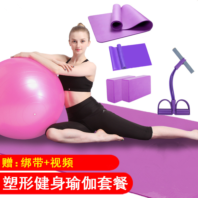 瑜伽垫套装 加厚 瑜伽球平衡球弹力带拉力带瑜伽砖仰卧拉力器