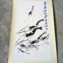 做旧宣纸高仿齐白石名人手绘国画字画家居客厅中堂画手工装饰画