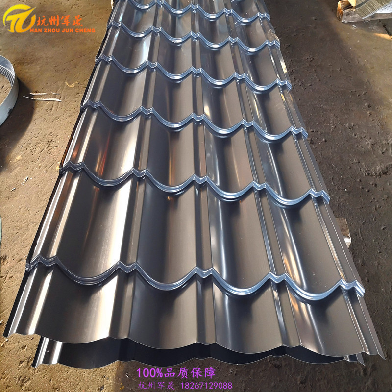厂家定制 压型铝镁合金瓦 0.7mm JC28-207-828型灰色仿古琉璃瓦
