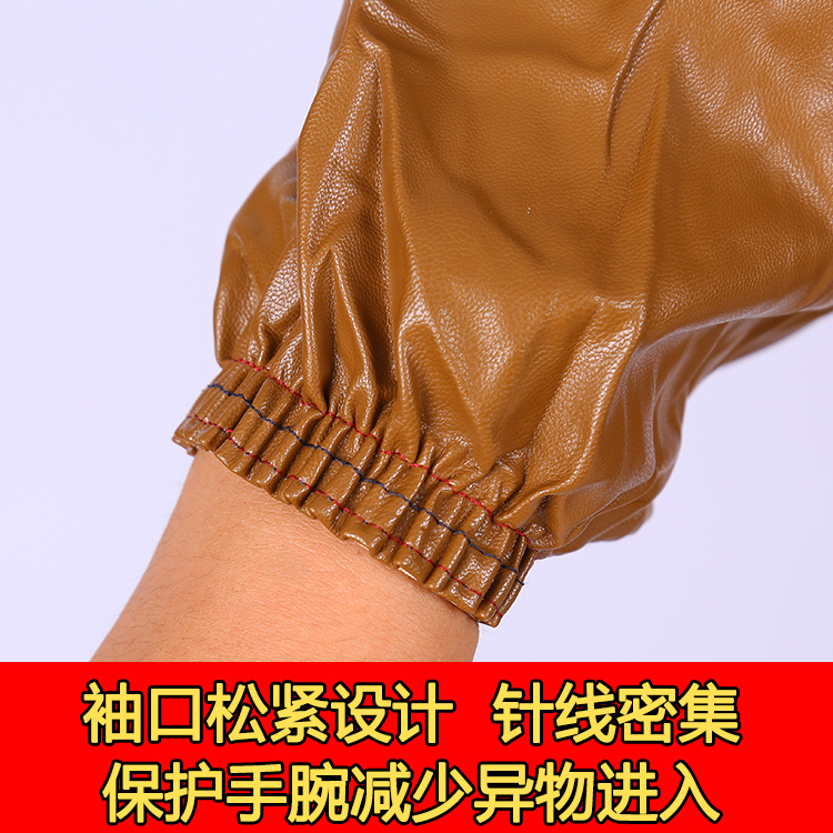 Adult Waterproof Oil-Proof Leather Cover Coat for Men, Extended Length, Long Sleeve Apron, Acid-Base Resistant, Kitchen Fishery, Fish Killing, Work Safety Protection