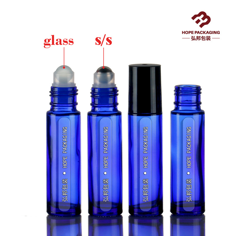 10ml蓝色滚珠玻璃瓶 厚瓶  走珠瓶【不锈钢珠】