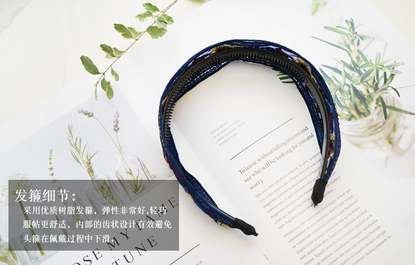 Retro Ethnischen Blumenstickerei Koreanischen Breiten Haarband display picture 1