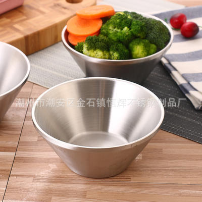 Stainless steel 304 Japanese Ramen Bowl v- thickening Bowls public children double-deck heat insulation student dormitory household Rice bowl