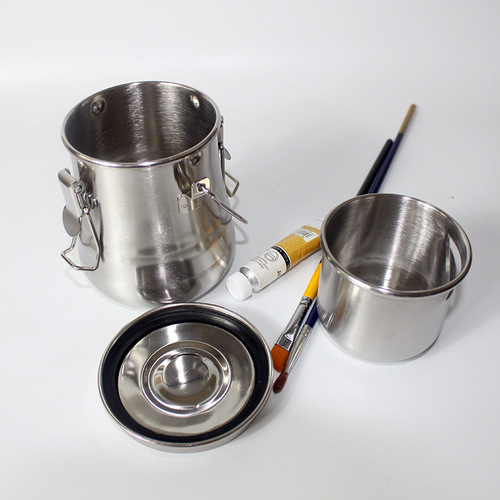 Wholesale stainless steel brush wash studio gouache oil painting oil pot acrylic brush washer oil painting supplies acrylic coloring oil pot