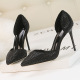 9219-92 Korean version of fashion elegance, super high heel, shallow tip, sparkling diamond, hollow hollowed high heel shoes.