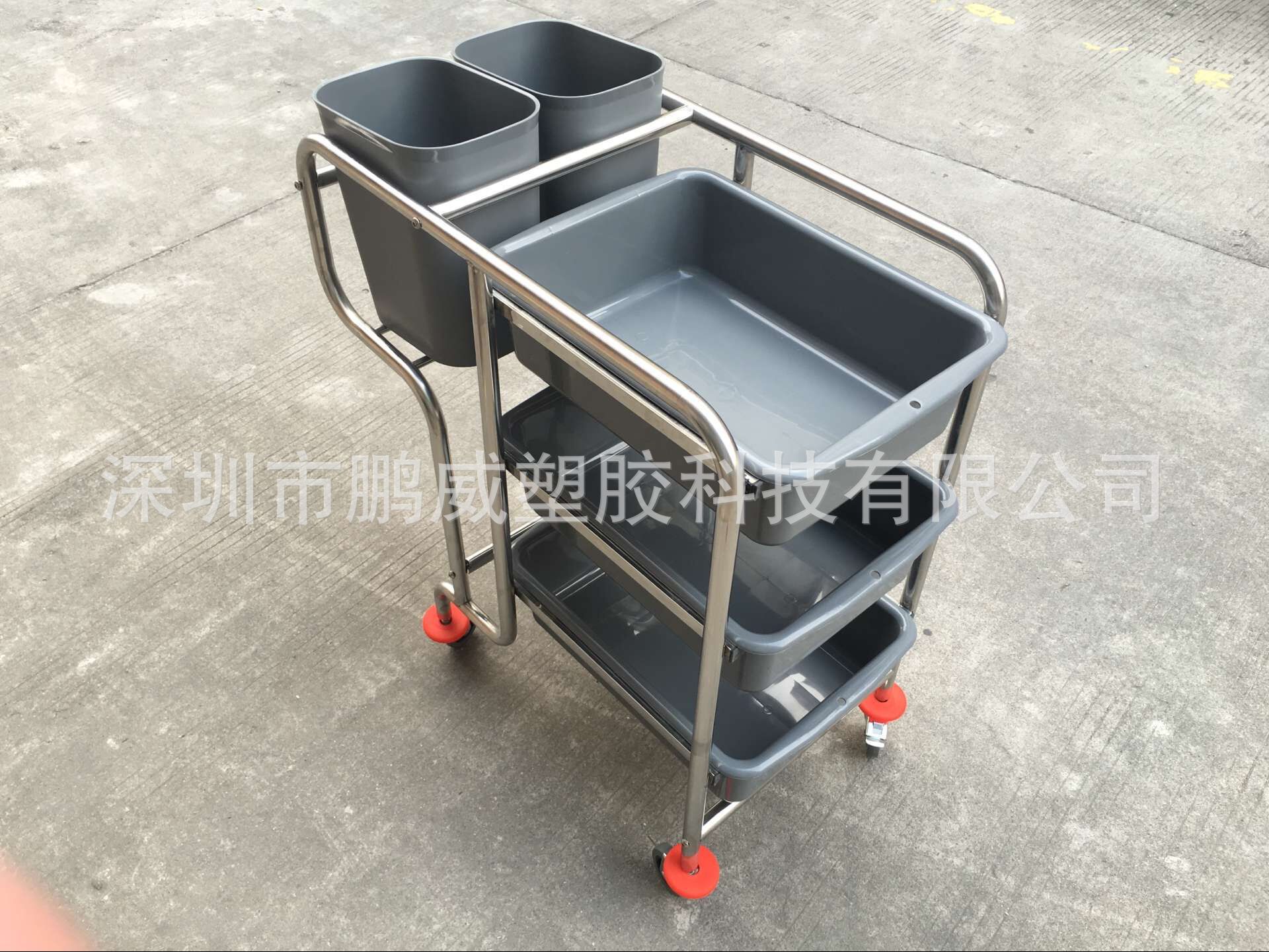 鹏威牌加厚不锈钢水壶车配料车 静音方管无磁 调料盘专用小推车