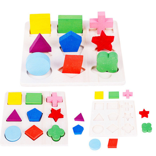 Children's early education puzzle toys geometric shape puzzle board wooden equal division plate building blocks one piece price 