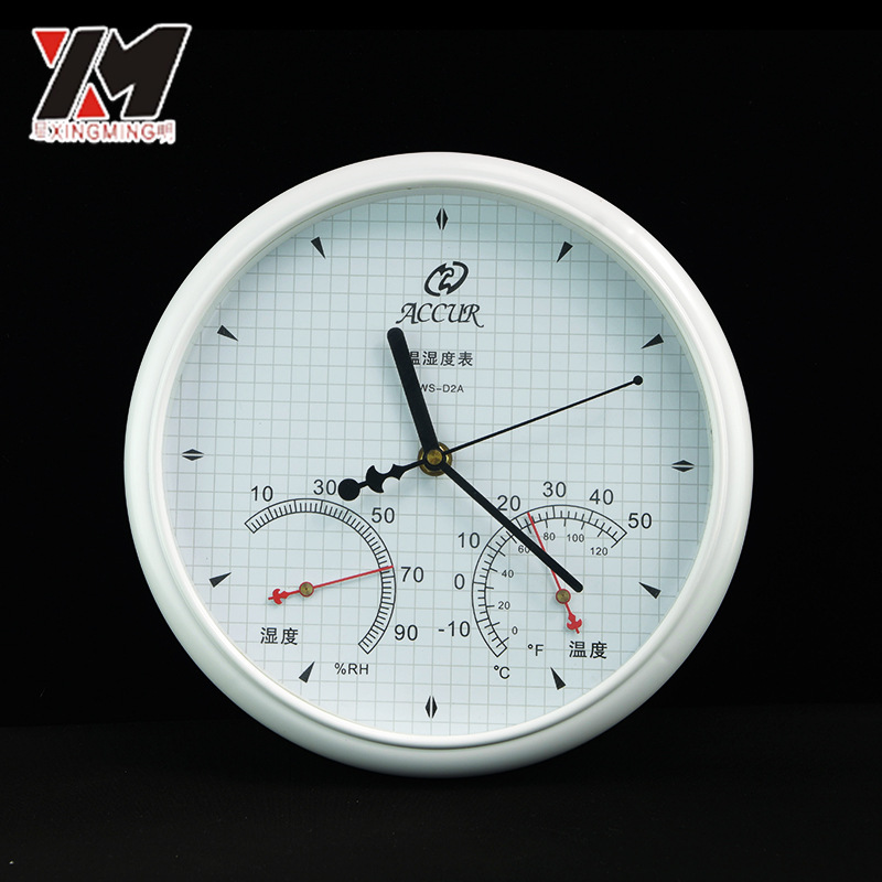 新款时钟型温湿度计 家用台式温湿度计时钟 -10-40温度表